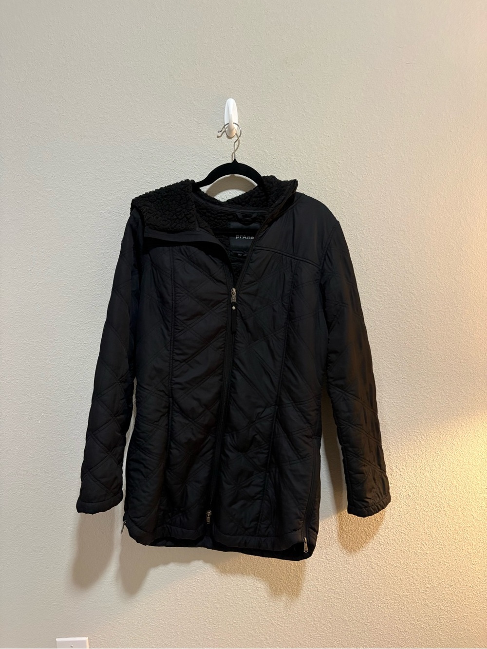 PrAna Black Quilted Hooded Jacket